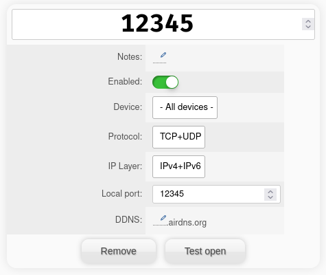 An open port on AirVPN, the port number that should be used in Nixarr is 12345.